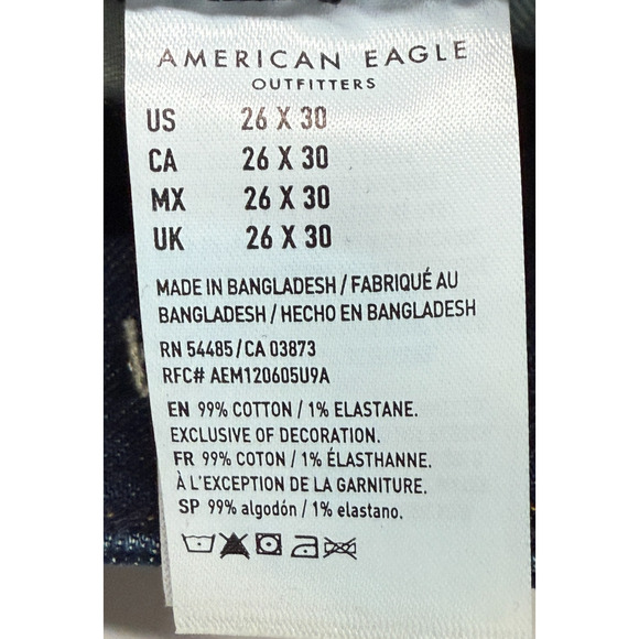 American Eagle Jeans Mens 26X30 Blue Slim Straight Next Level Flex Dark NWT - Picture 8 of 11